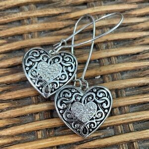 Eye-catching Silver Sparkle Heart Earrings